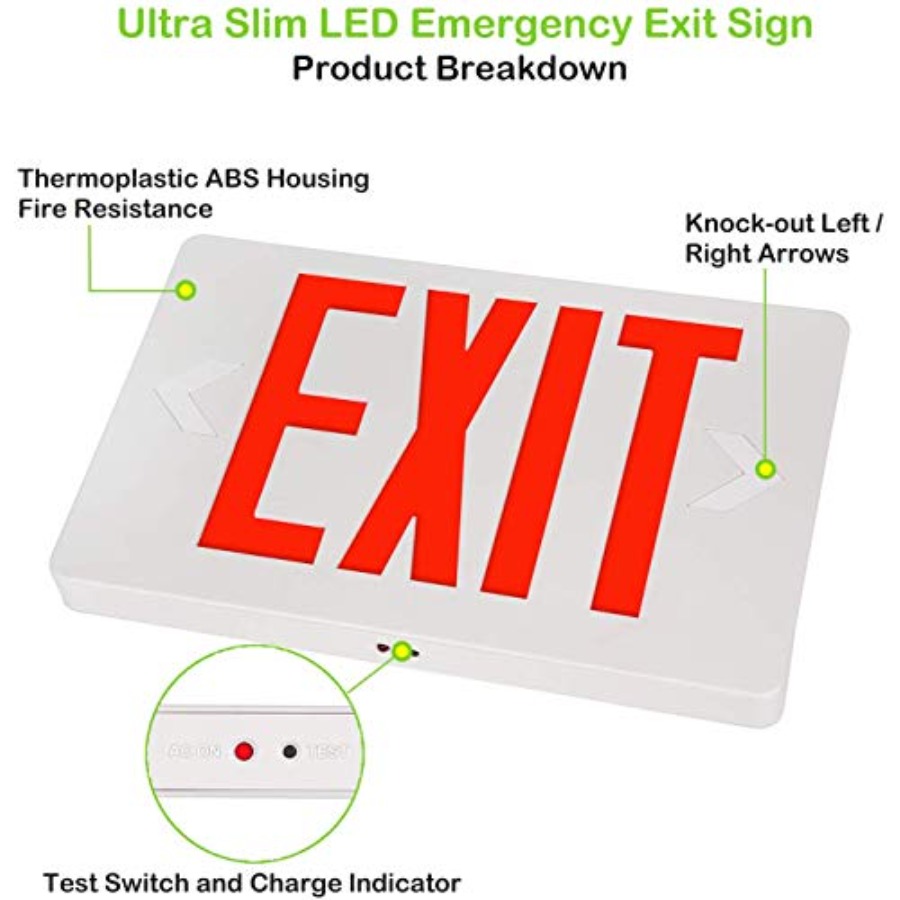 Ultra Slim LED Exit Sign, Red  - Emergency Exit Sign のレビューと価格