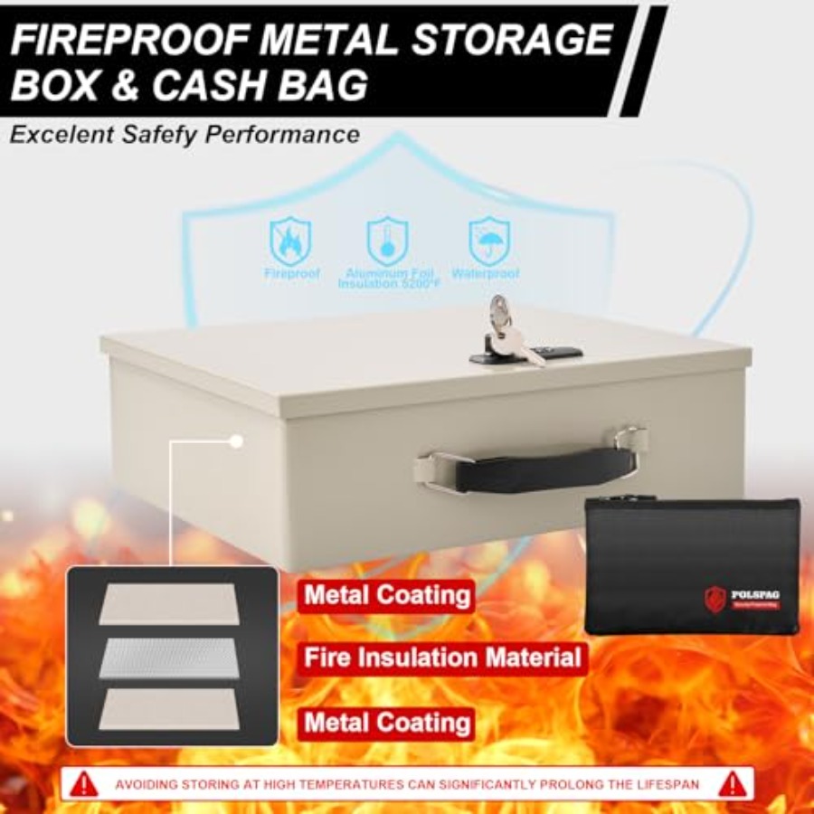 Fireproof Document Box with Ke - Fire Safe Document のレビューと価格