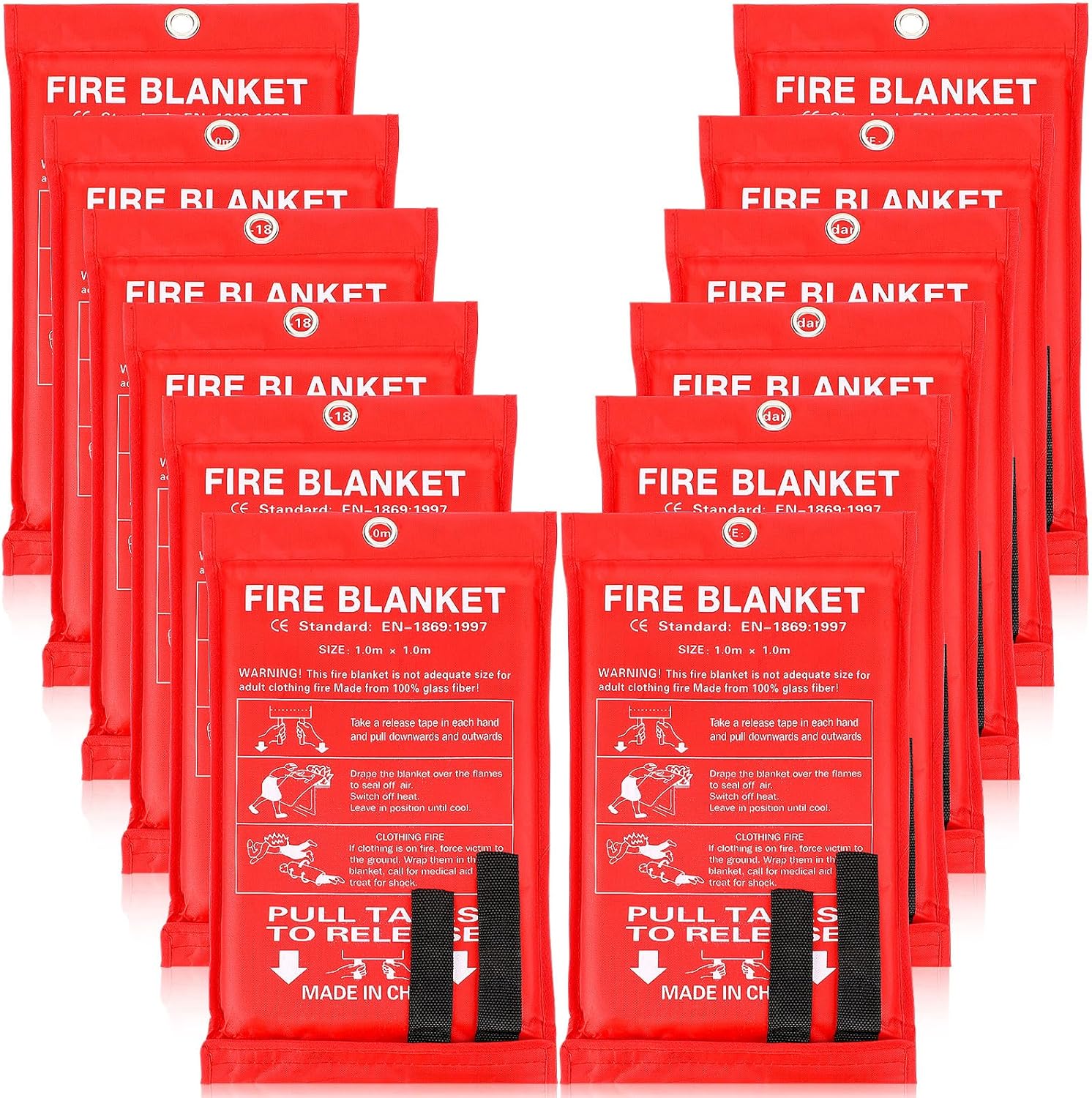 12 Pack Fire Blankets 39x39 In - Fire Blanket Kitchen のレビューと価格