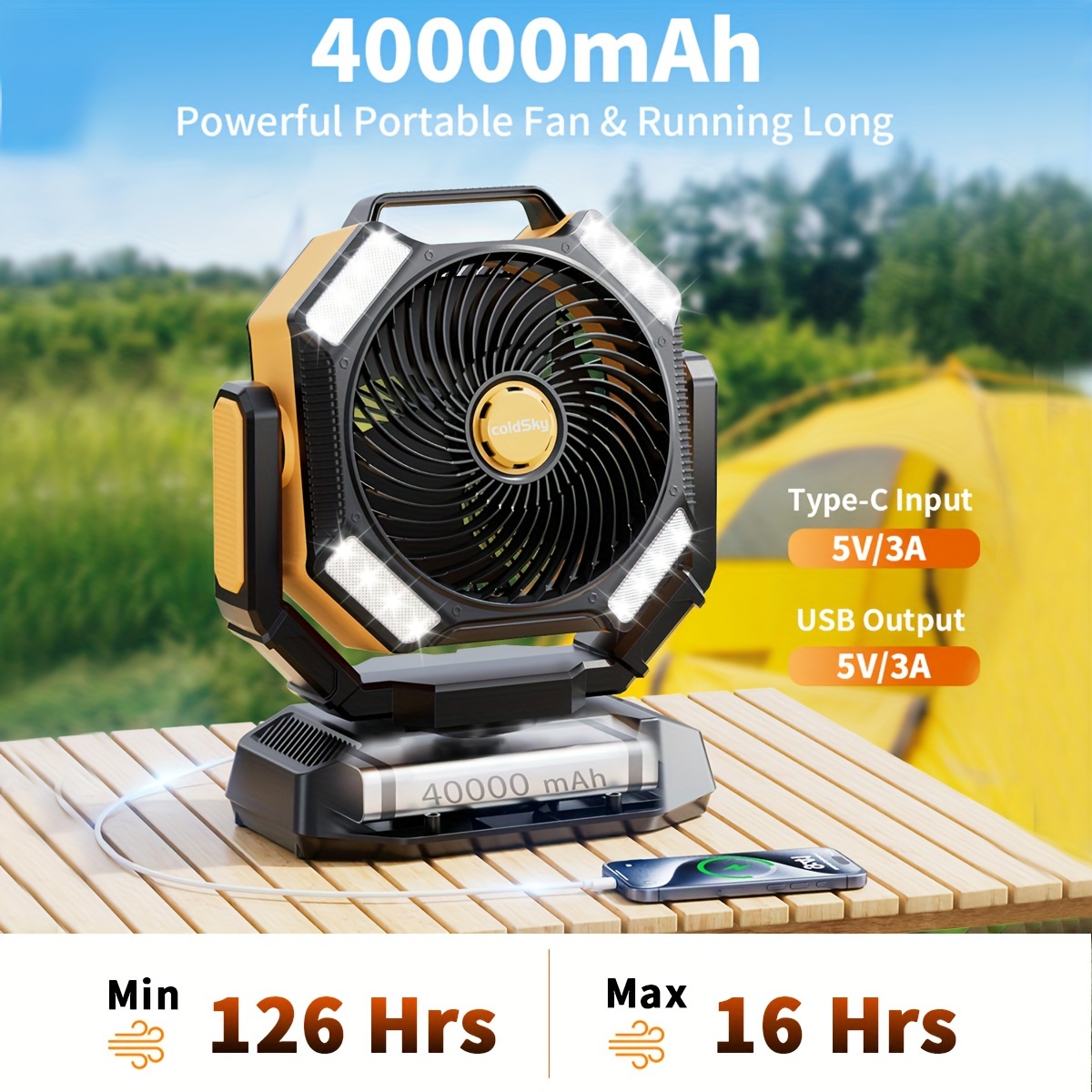 coldSky  Camping Fan, Battery  - Power Outage Light のレビューと価格