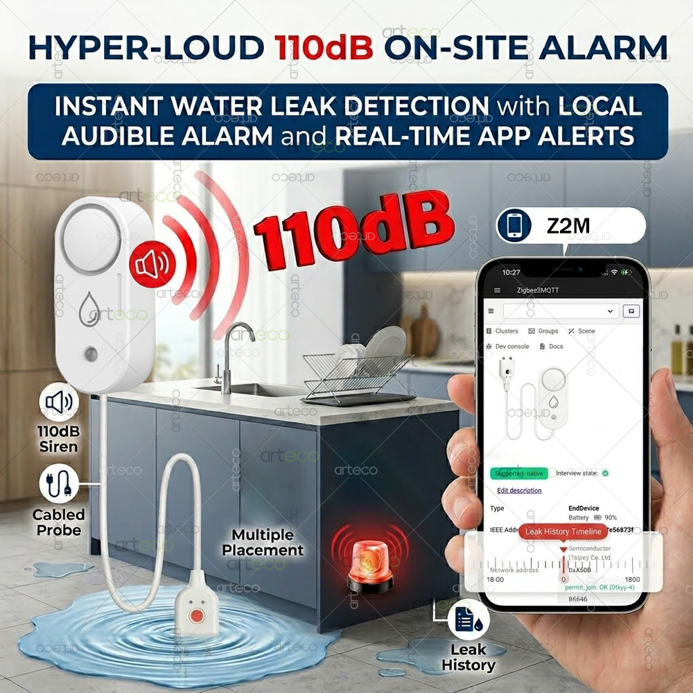 Zigbee Water Leak Detector Sma - Water Alarm Sensor のレビューと価格